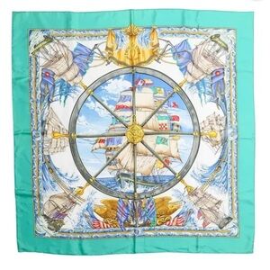Hermes Nautical Themed Silk Scarf